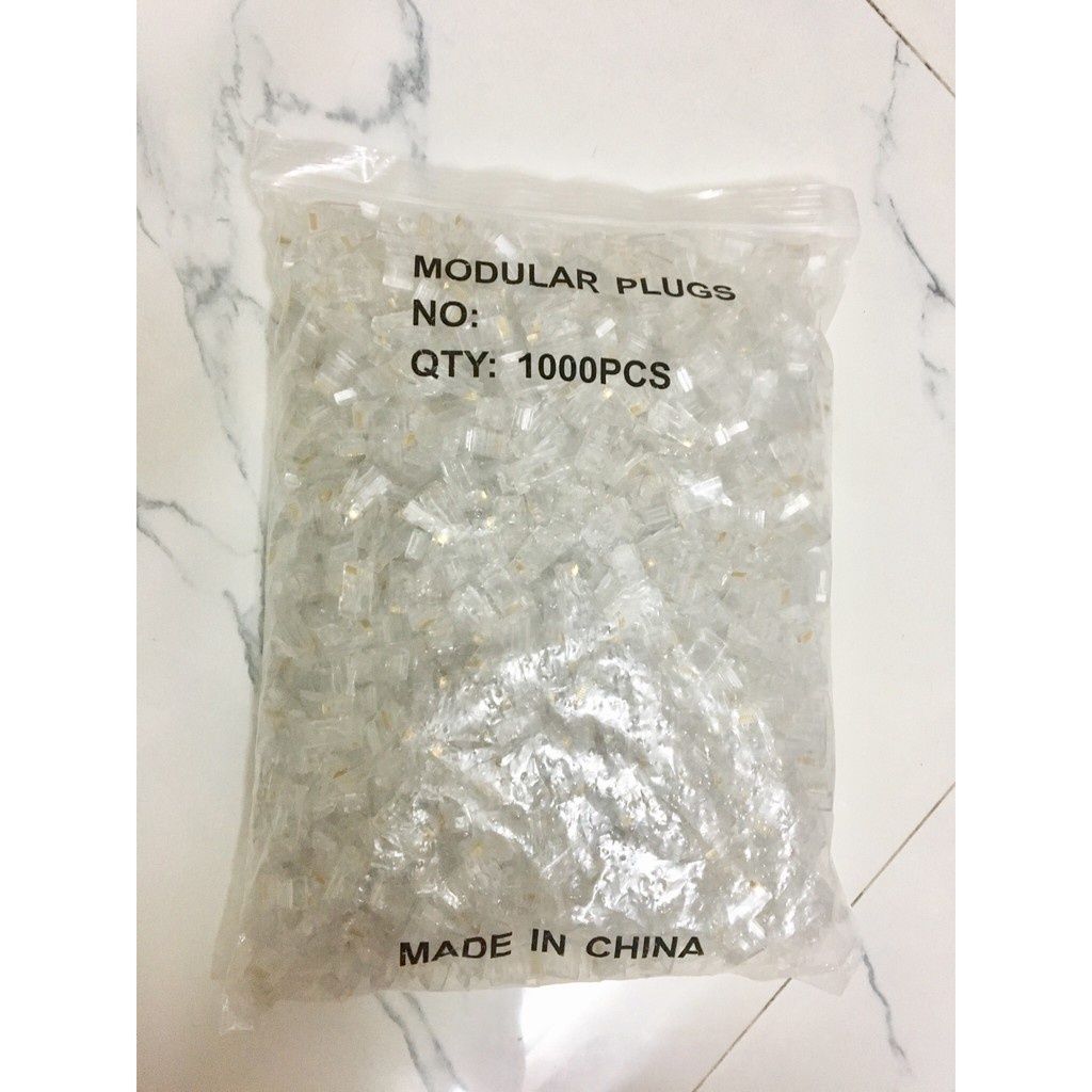Hạt mạng nhựa cat5  RJ45 COB túi 1000 hạt  trong suốt gọn nhẹ tiện lợi giá rẻ ECOBA