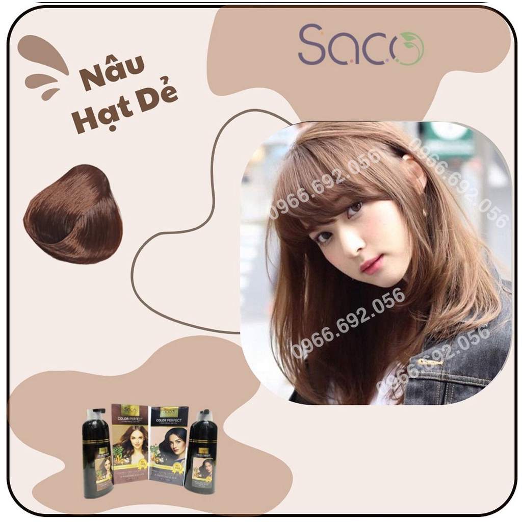 Dầu gội nhuộm tóc Nâu Hạt Dẻ SACO Chesnut Brown 06 từ thảo dược thiên nhiên không gây khô xơ tóc