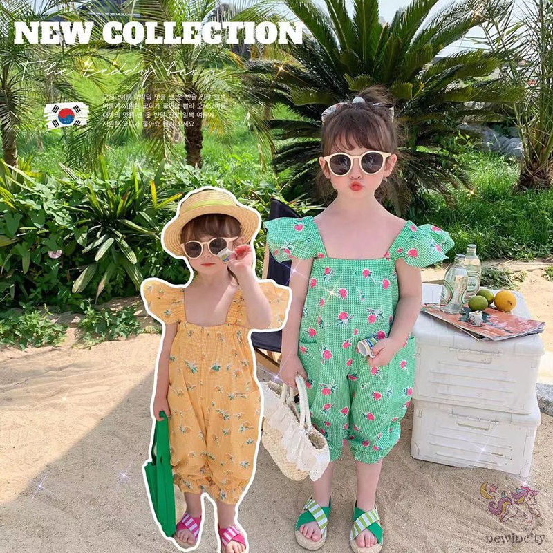 Áo liền quần họa tiết hoa phong cách Hàn Quốc thời trang mùa hè cho bé gái