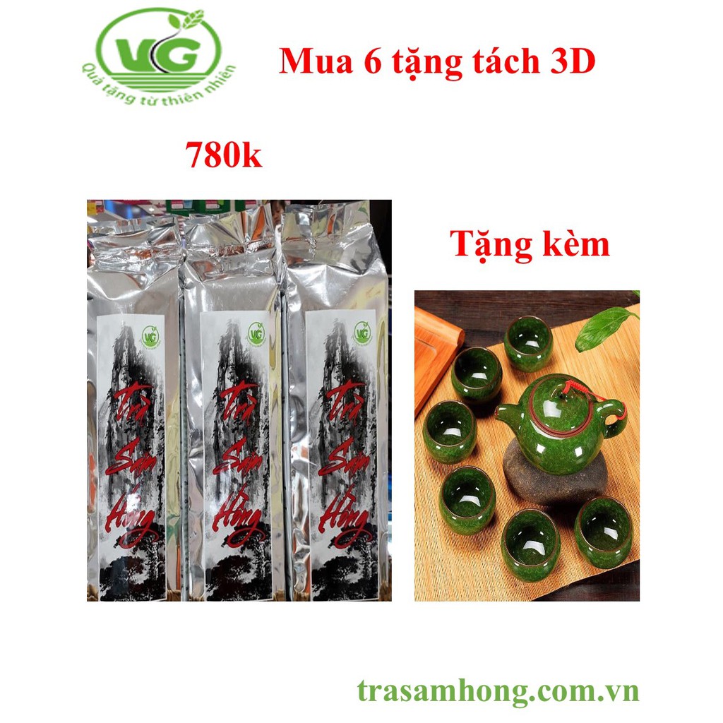 [Hàng chính hãng] Mua 5 Trà sâm hồng (Tặng tách 3D xanh ngọc)cực kì sang trọng