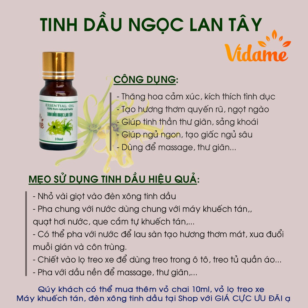 COMBO 2 LỌ 10ML _ Tinh Dầu Ngọc Lan Tây VIDAME - Hương thơm ngọt ngào, quyến rũ