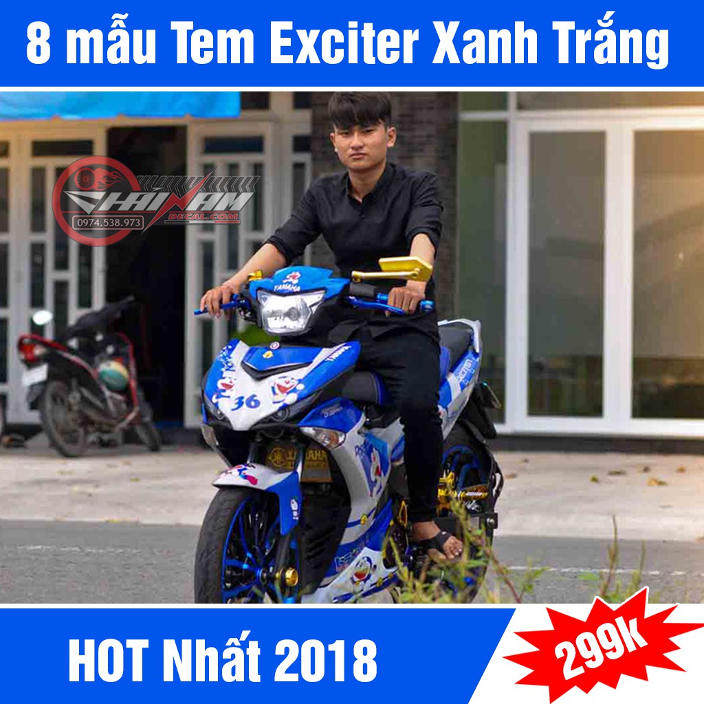 8 Mẫu Tem Trùm Exciter 150 Xanh Trắng GP HOT nhất 2018