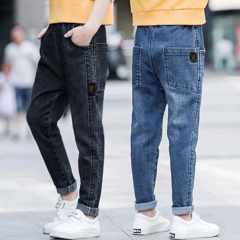Quần Jeans bé trai max 57kg - Logo GANANA - Jeans co giãn 4 chiều size đại