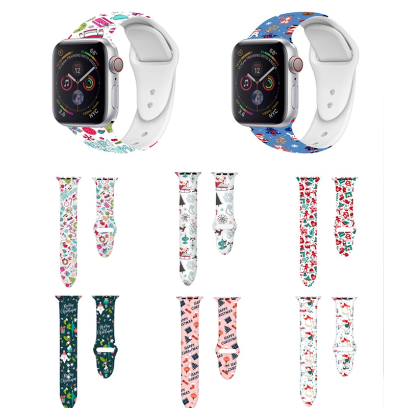 Dây Đeo Silicon Hình Người Tuyết Dễ Thương Cho Đồng Hồ Thông Minh Apple Watch Series 7/6/SE/5/4/3/2/1 38-45mm