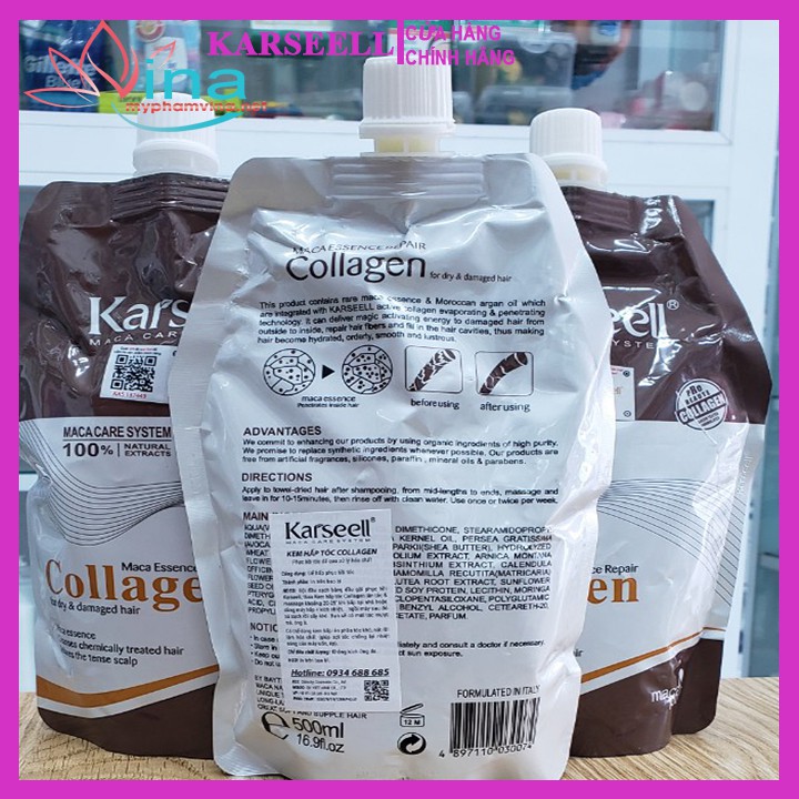 (CHÍNH HÃNG) Dầu hấp tóc Collagen Karseell Gói 500ml