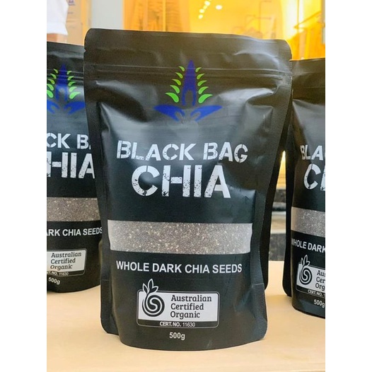 Hạt chia đen Úc Black Bag CHIA - Chia Úc 500G Absolute Organic hữu Cơ