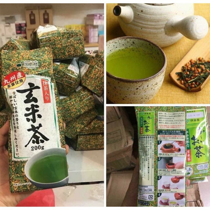 Trà xanh gạo lứt rang Genmai Cha Kunitaro Nhật Bản 200g