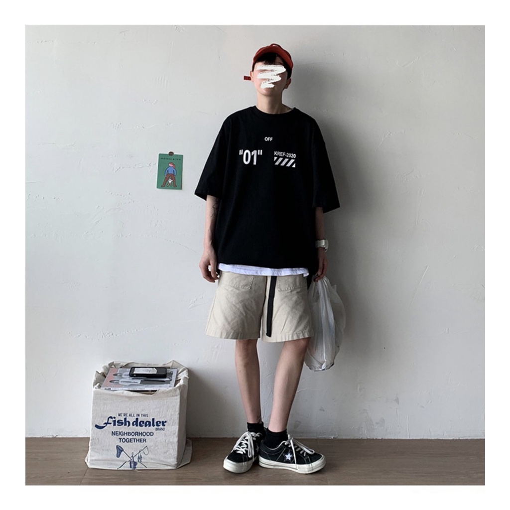 Áo thun tay lỡ Boin store, Áo tay ngắn thun cotton in OFF 01 from unisex 2 màu trắng/đen_hình thật kèm clip tại tại Boin