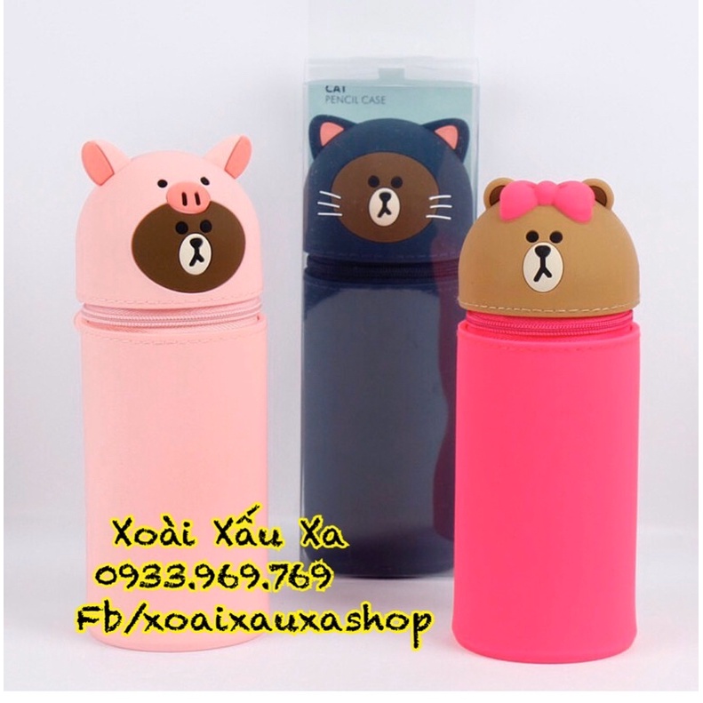 HỘP BÚT SILICONE DÂY KÉO HOẠT HÌNH DISNEY POOH, STITCH, MARVEL, LINE...