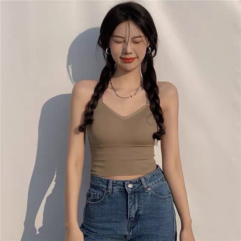 Áo bra 2 dây cúp tròn SIÊU HOT có mút nâng ngực dây bản to