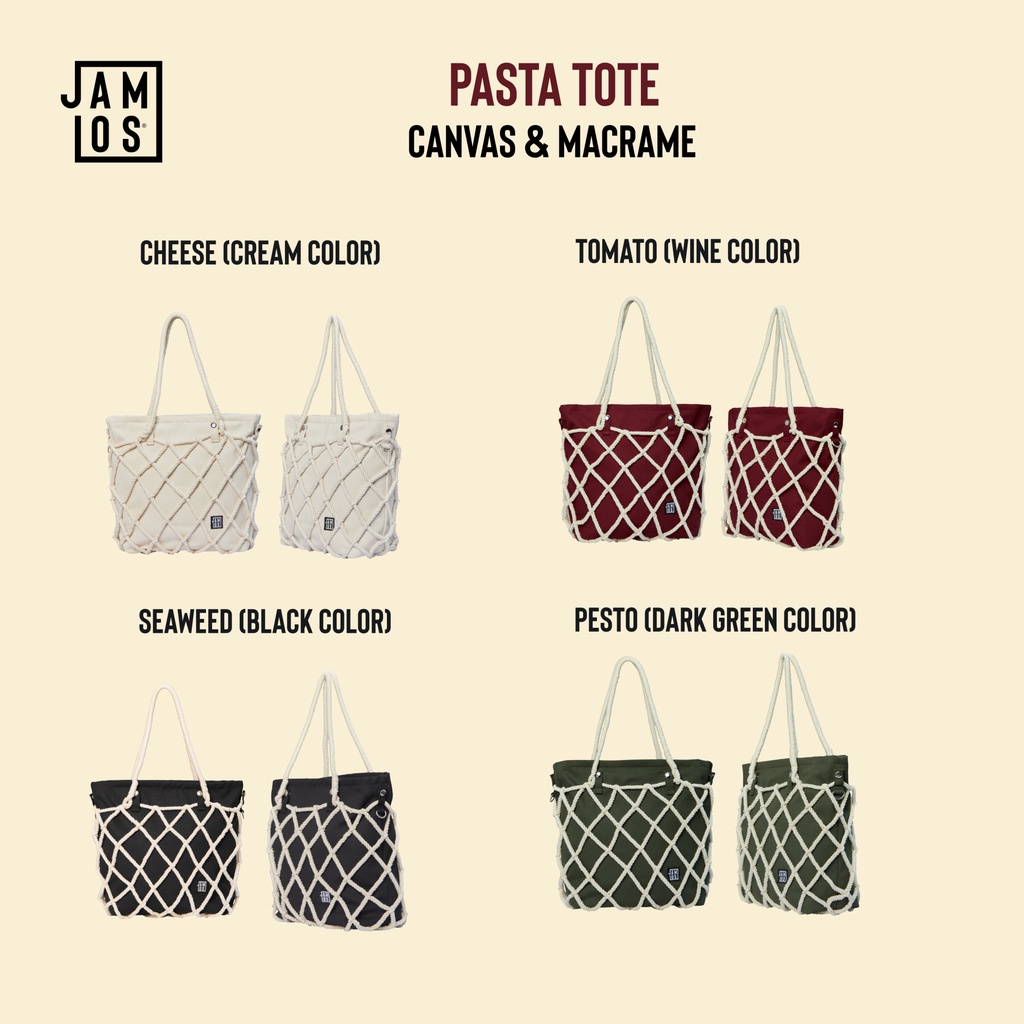 Jamlos Pasta Tote - Túi tote thời trang vải canvas phối dây macrame thủ công