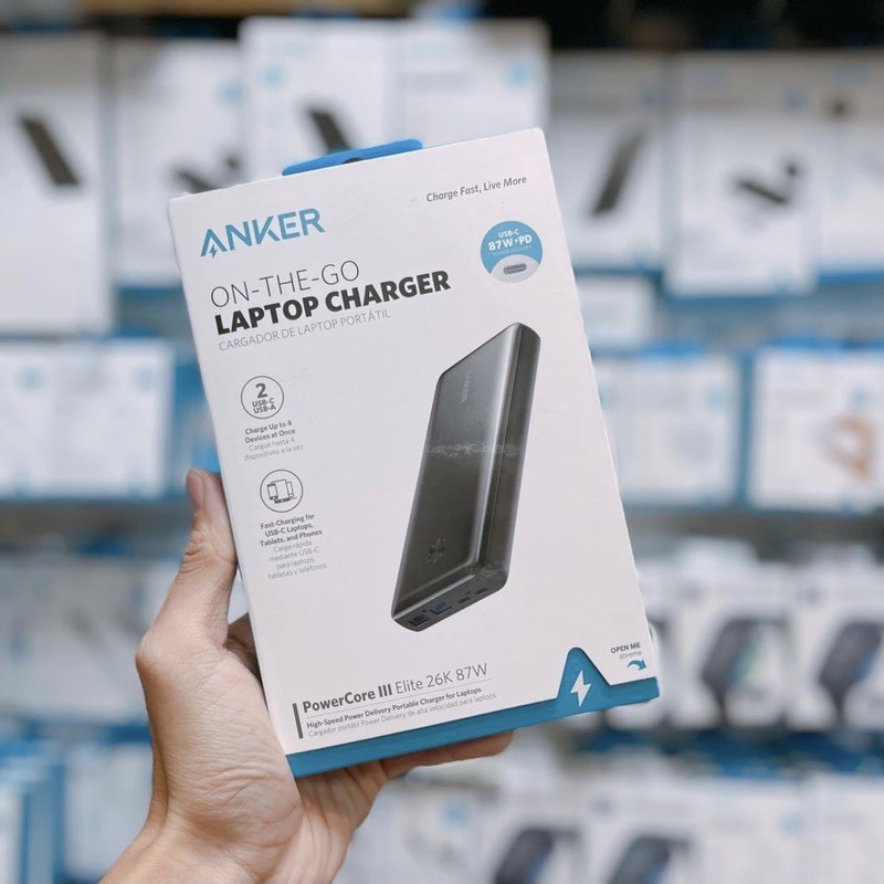 Pin Dự Phòng ANKER PowerCore III Elite 25600mAh sạc nhanh 87W Laptop Macbook Air Pro M1 - Mã A1291