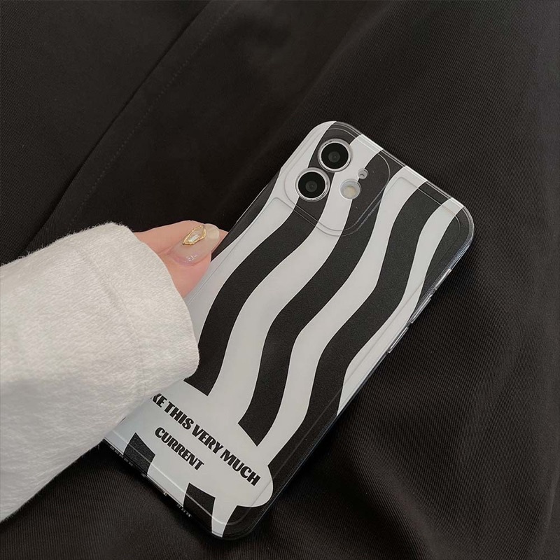 (SIÊU RẺ) Ốp lưng iphone kẻ sọc đen trắng kèm giá đỡ 7plus/8/8plus/x/xr/xs/11/12/13/pro/max/plus/promax