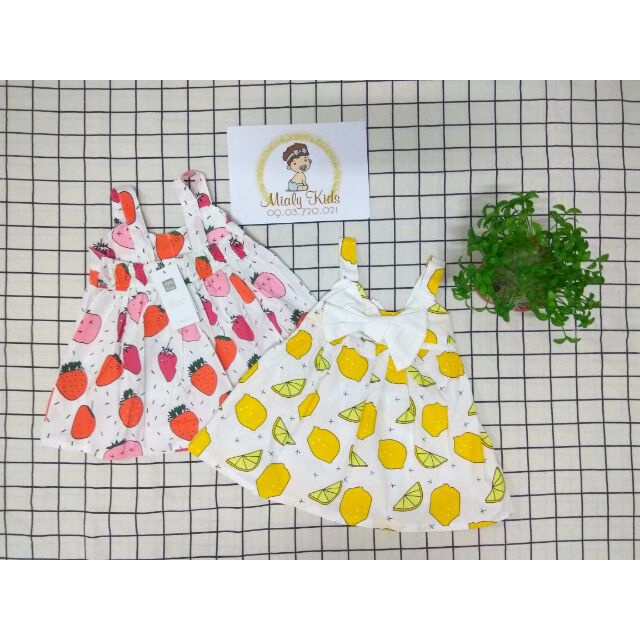 Áo babydoll 2 dây họa tiết dây tây Mialy Kids cho bé gái (8-15Kg) - Vải mềm mịn, thoải mái cho bé