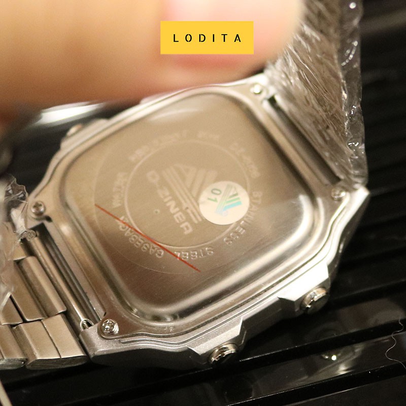 Đồng hồ nam thể thao chính hãng cao cấp Dziner DZ8277 dây thép mặt vuông chống nước tuyệt đối không gỉ màu Sliver | BigBuy360 - bigbuy360.vn