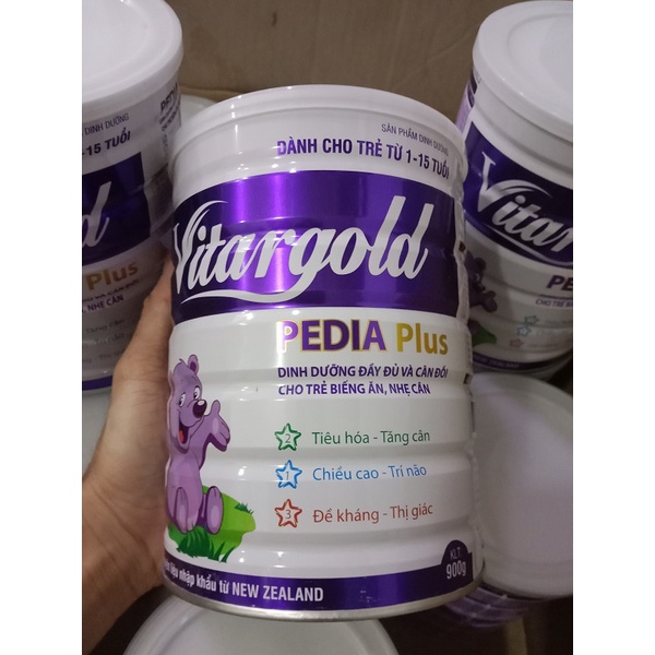 SỮA BỘT VItargold Pedia Plus CHO TRẺ BIẾNG ĂN, NHẸ CÂN 1 ĐẾN 10 TUỔI LON 900G