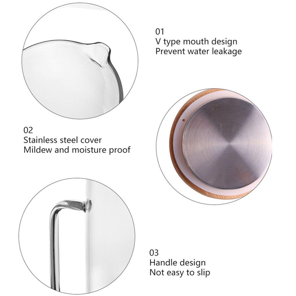 YIYU 1 Ấm Trà Bằng Kính Có Tay Cầm Và Nắp Chịu Nhiệt