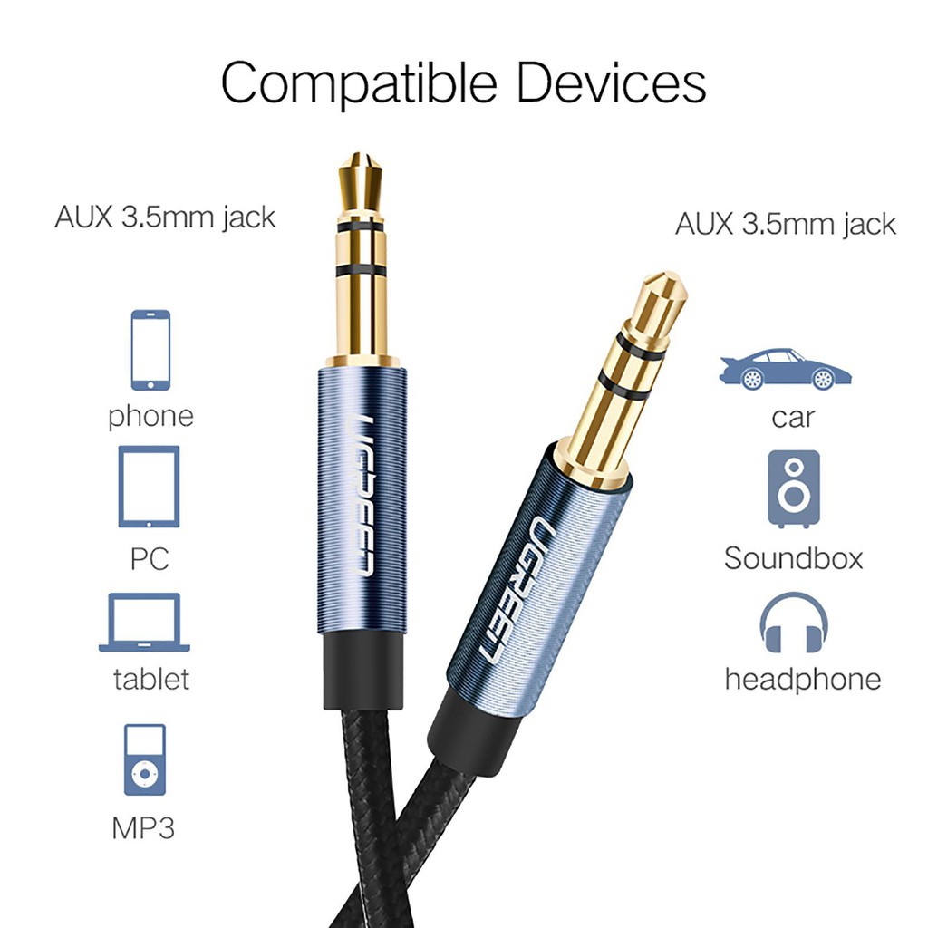 Cáp aux 3,5mm trên ô tô dài 1,5m Ugreen 10686