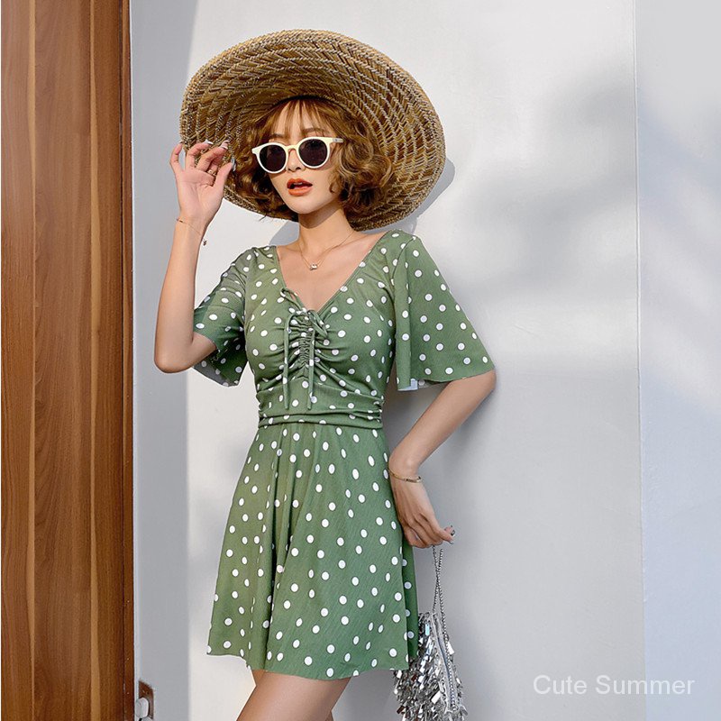 Đầm Bơi Hai Mảnh Hở Lưng Họa Tiết Chấm Bi Thời Trang Gợi Cảm Cho Nữ | BigBuy360 - bigbuy360.vn