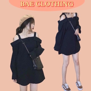 ÁO SƠ MI FROM RỘNG GIẤU QUẦN - ÁO DÀI TAY HỞ VAI