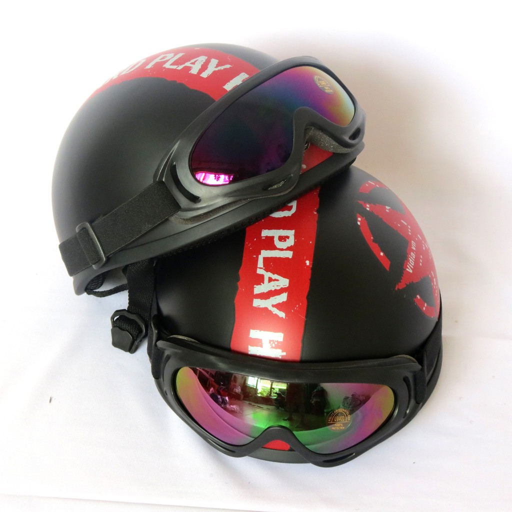 Mũ bảo hiểm 1/2 + kính uv400 NTMAX cao cấp chuẩn quatest 4