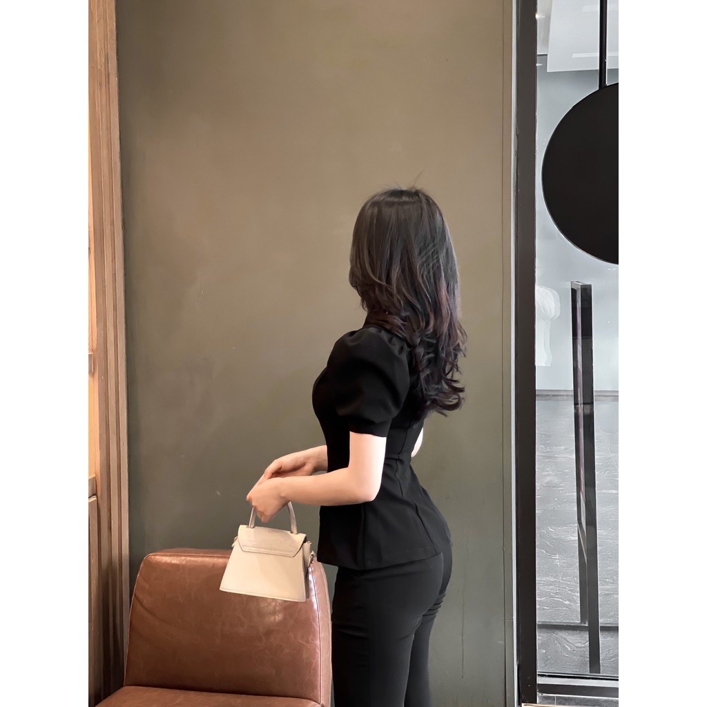 Áo Mini Moon đen tôn eo tay bồng nhẹ by Chansee | BigBuy360 - bigbuy360.vn