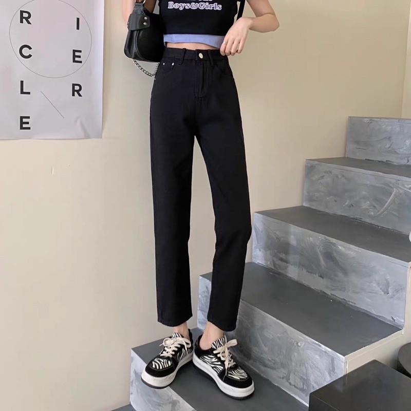 Quần slim baggy suông kem vani lưng cao basic hàng loại 1