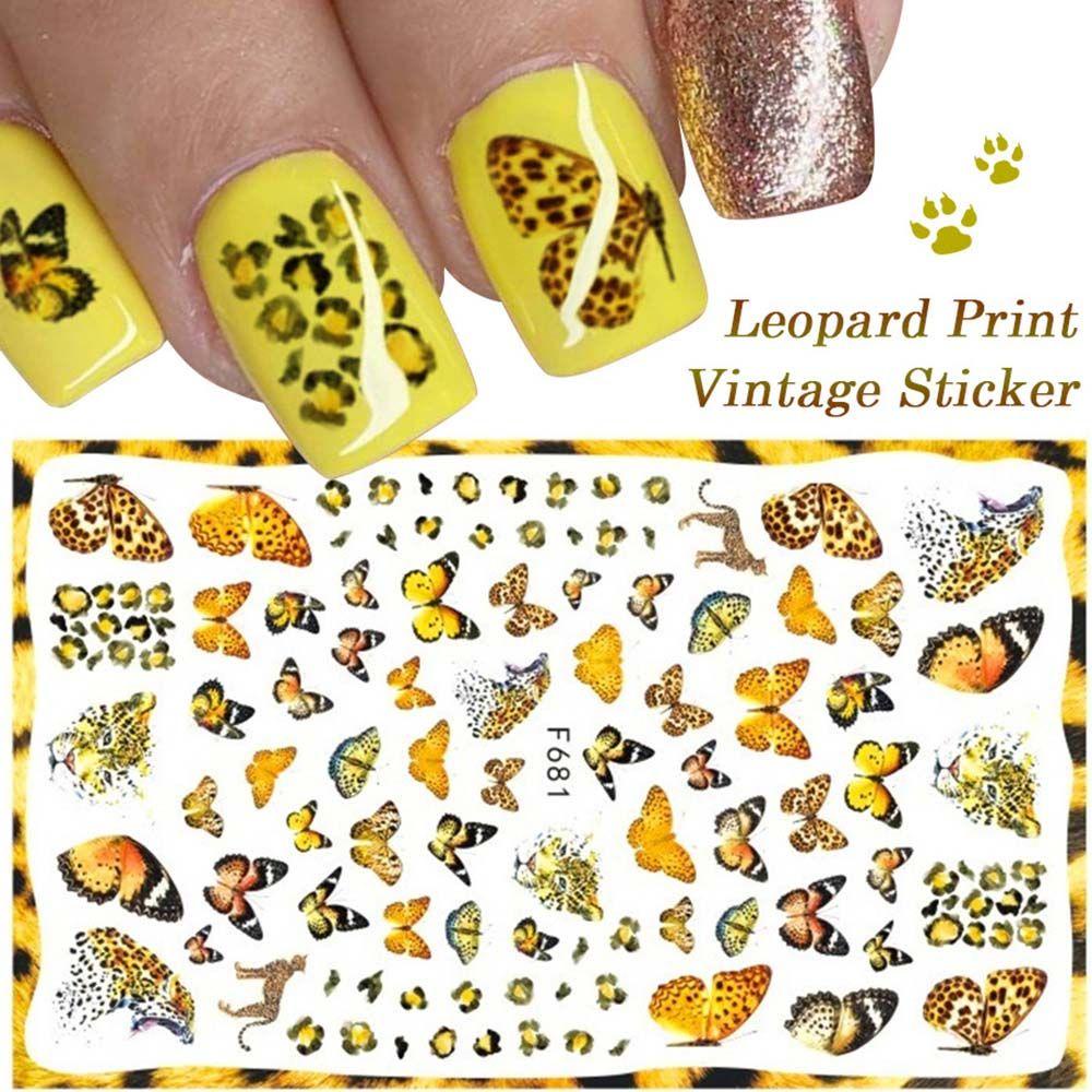 QQMALL Miếng Dán Trang Trí Móng Tay Hình Hoa Bướm Phong Cách Retro Thời Trang