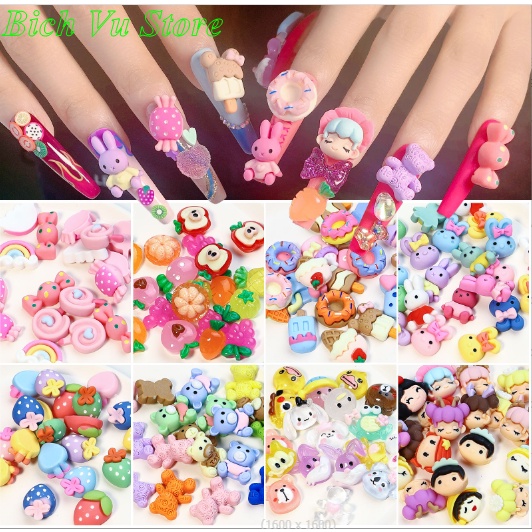 Cham gấu trang trí móng 4 cái/ bịch