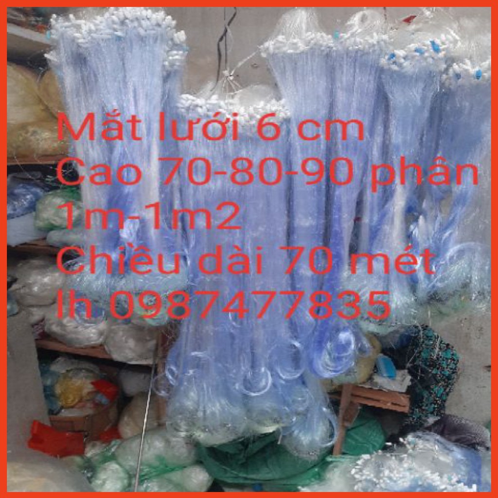 LƯỚI ĐÁNH CÁ 3 MÀN LƯỚI THÁI  6 PHÂN CAO 70-80-90 phân 1m-1m2 DÀI 70 MÉT [#docau] .. ( giá siêu khuyến mại )