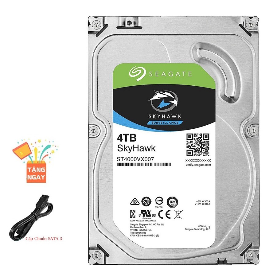 Ổ Cứng HDD Seagate SkyHawk 4TB 3.5 inch 64MB Cache SATA3 6Gb/s - Mới Bảo hành 24 tháng