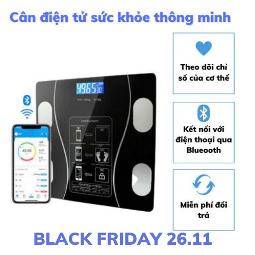 Cân Điện Tử Sức Khỏe Thông Minh - Đo Lượng Mỡ Và Nước Trong Cơ Thể, Tính Chỉ Số BMI Có Độ Chính Xác Cao - Lỗi 1 Đổi 1