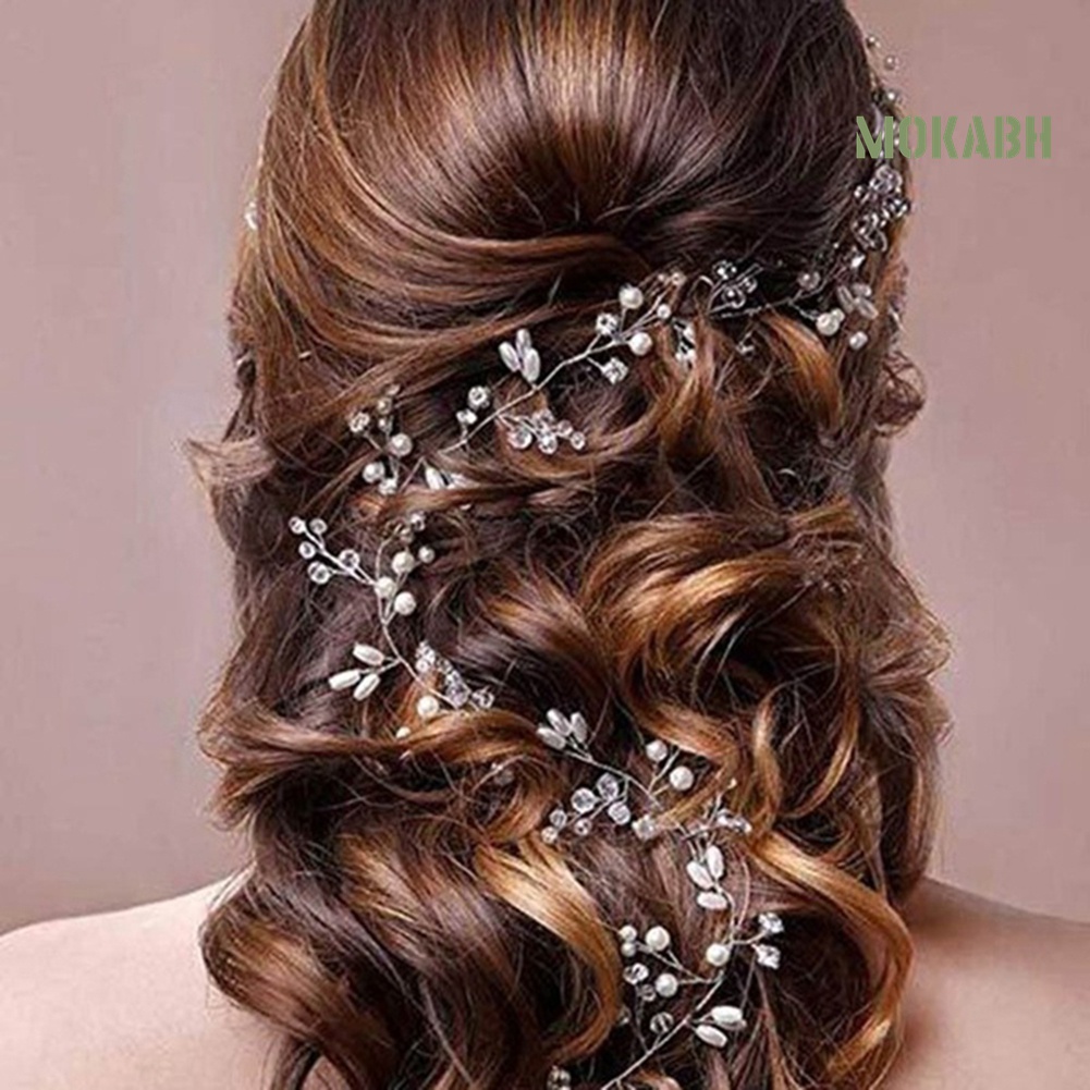 Băng Đô Cài Tóc Đính Ngọc Trai Giả Cho Cô Dâu