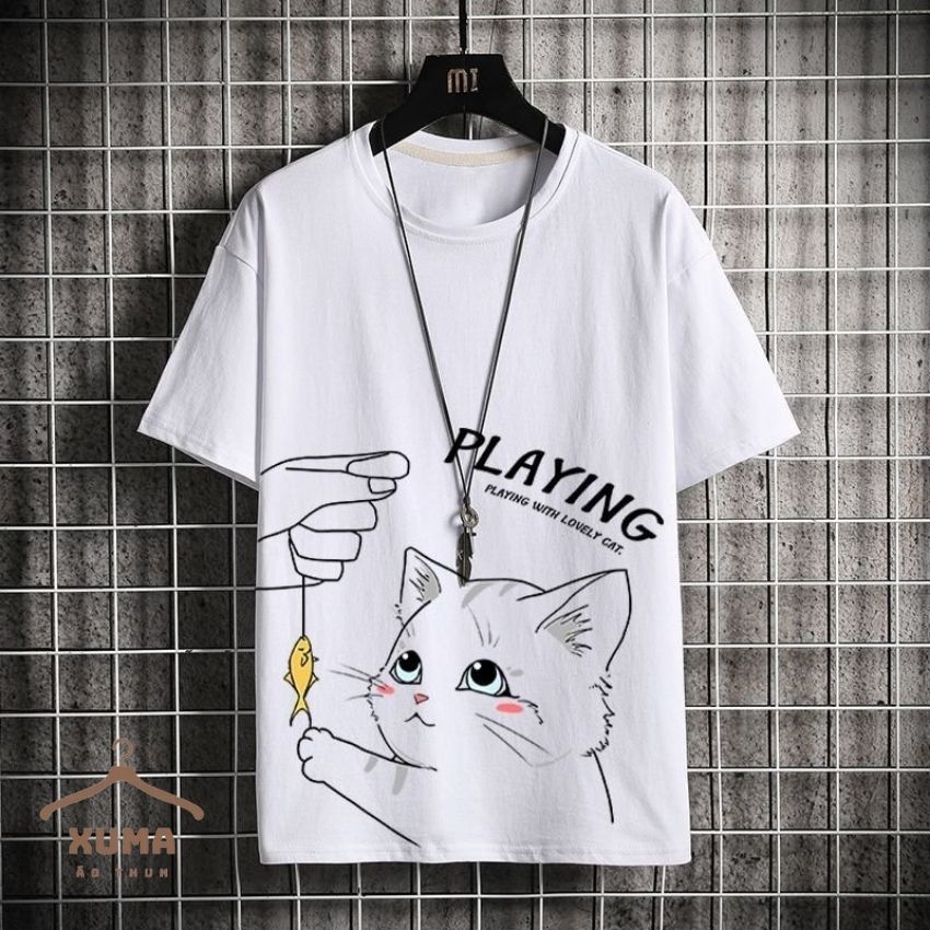 [ FREE SHIP ] Áo phông áo thun nam tay ngắn cổ tròn chất thun lạnh co giãn 4 chiều hình mèo xuma