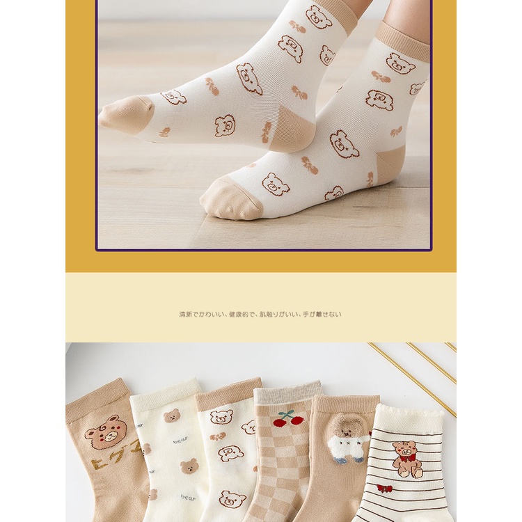 Tất cổ cao nữ Dễ thương Vớ nữ Cute Cao cổ In hình Hoạt hình Ulzzang Hàn Quốc Chất Cotton mềm mịn