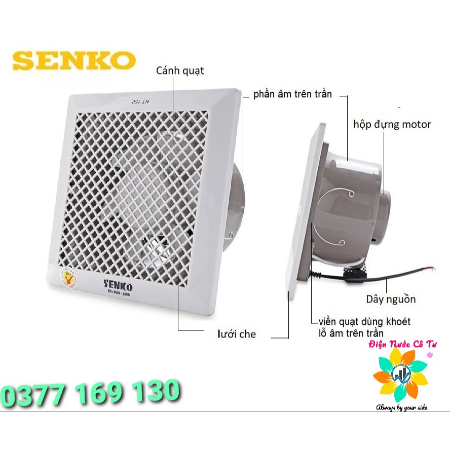 Quạt Hút Âm Trần Senko HT150 HT200 HT250 (bảo hành 24 tháng)