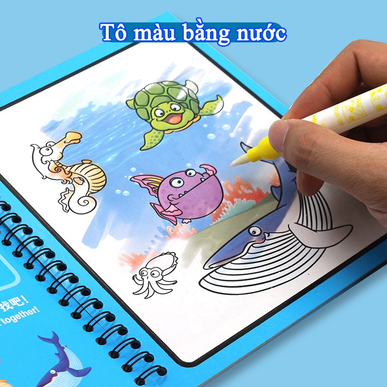Đồ chơi tô màu nước sách ma thuật đa dạng chủ đề, sách tranh vẽ tập tô thần kì tái sử dụng nhiều lần
