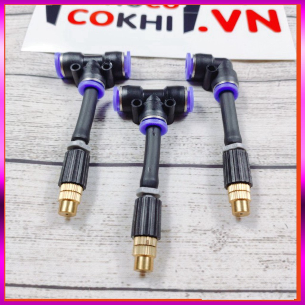 [GIÁ TỐT] 6m dây +3 Béc phun sương 1 tia đồng, nối nhanh chữ Tê 8mm dùng tưới cây, tưới lan