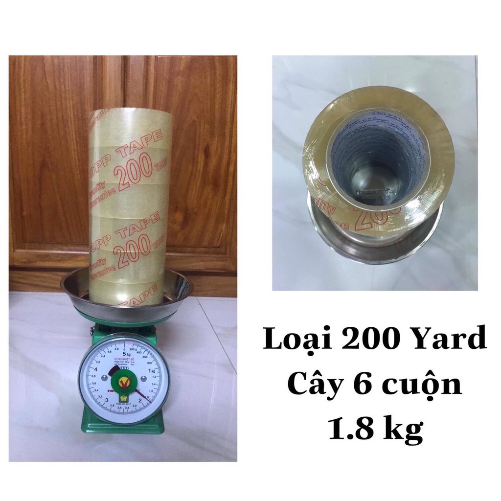 1 Cây băng keo trong (gồm 6 cuộn) 5 phân 200YARD -1.8kgs