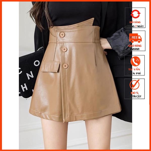 [QUATANG-KTYTT]  Quần Váy Da Nữ Lưng Cao Thời Trang m333
