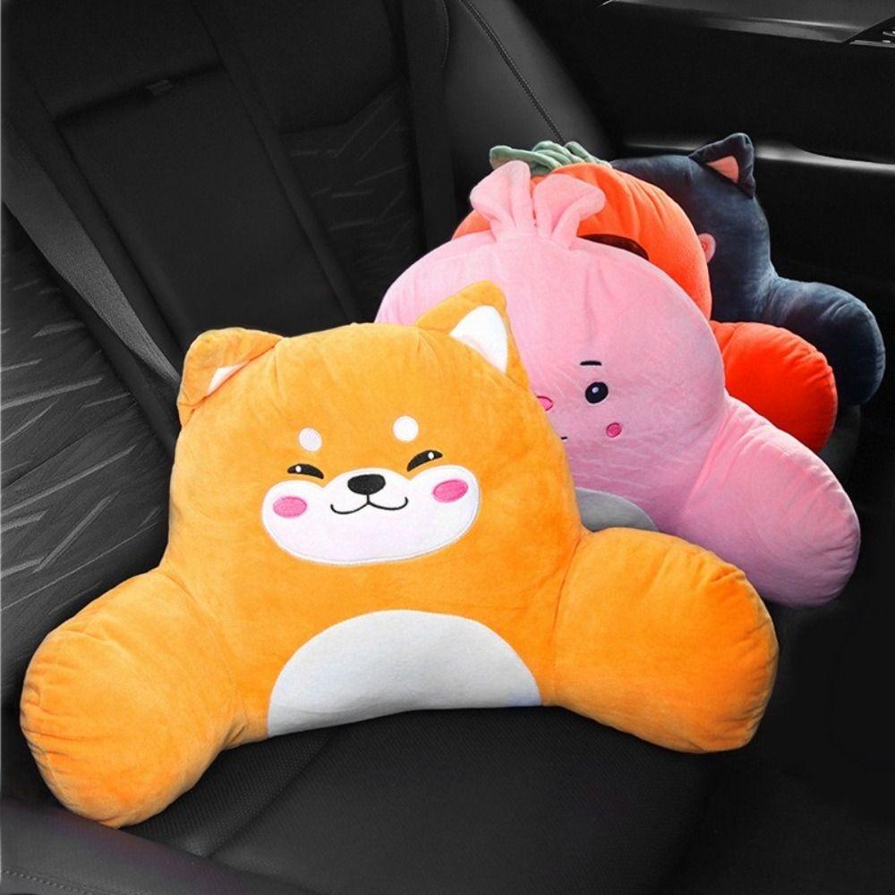 REBUY1 Gối Tựa Lưng Hình Thú Dễ Thương Gắn Dây Đai An Toàn Xe Hơi