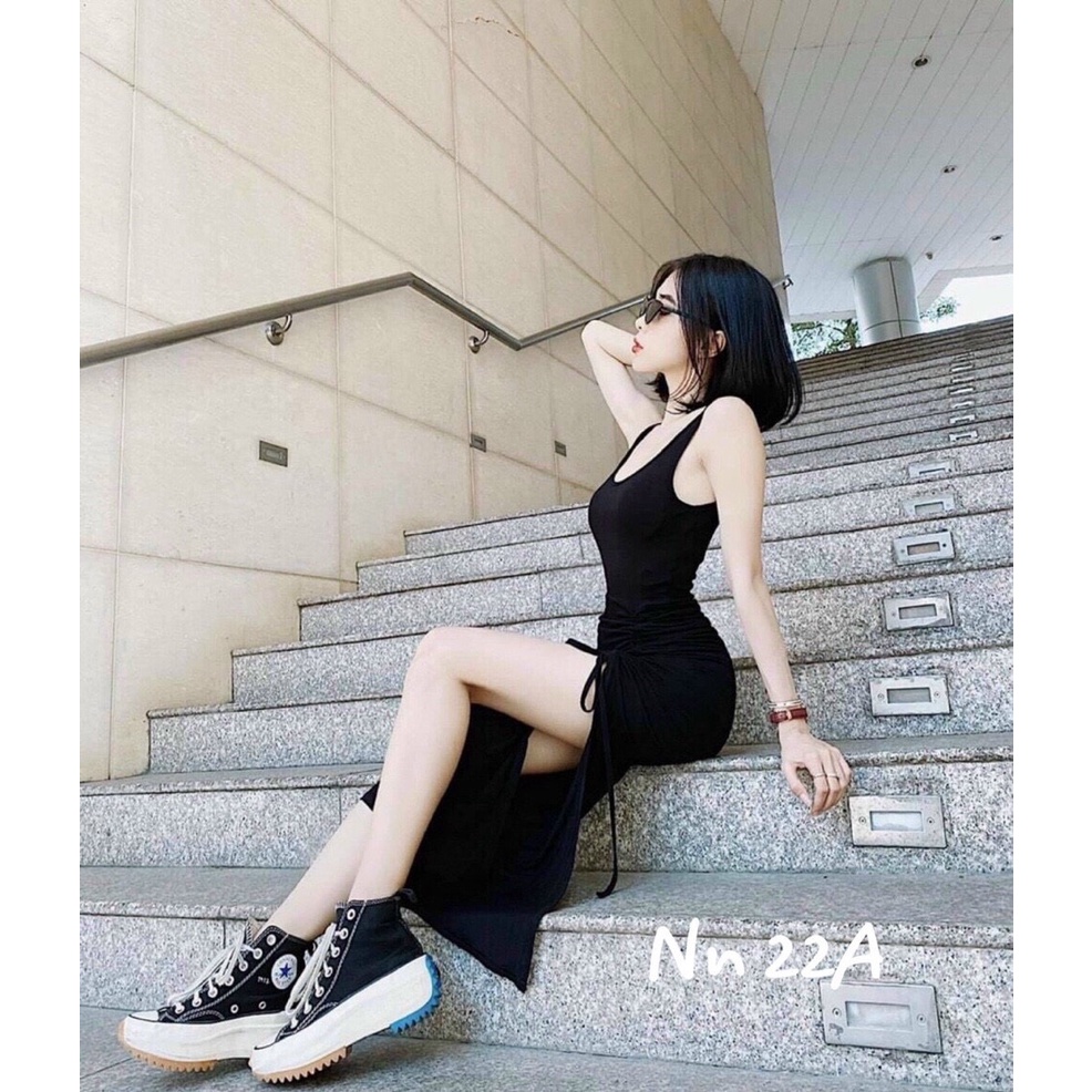 Đầm body xẻ đùi rúm hông sexy - Chất siêu đẹp