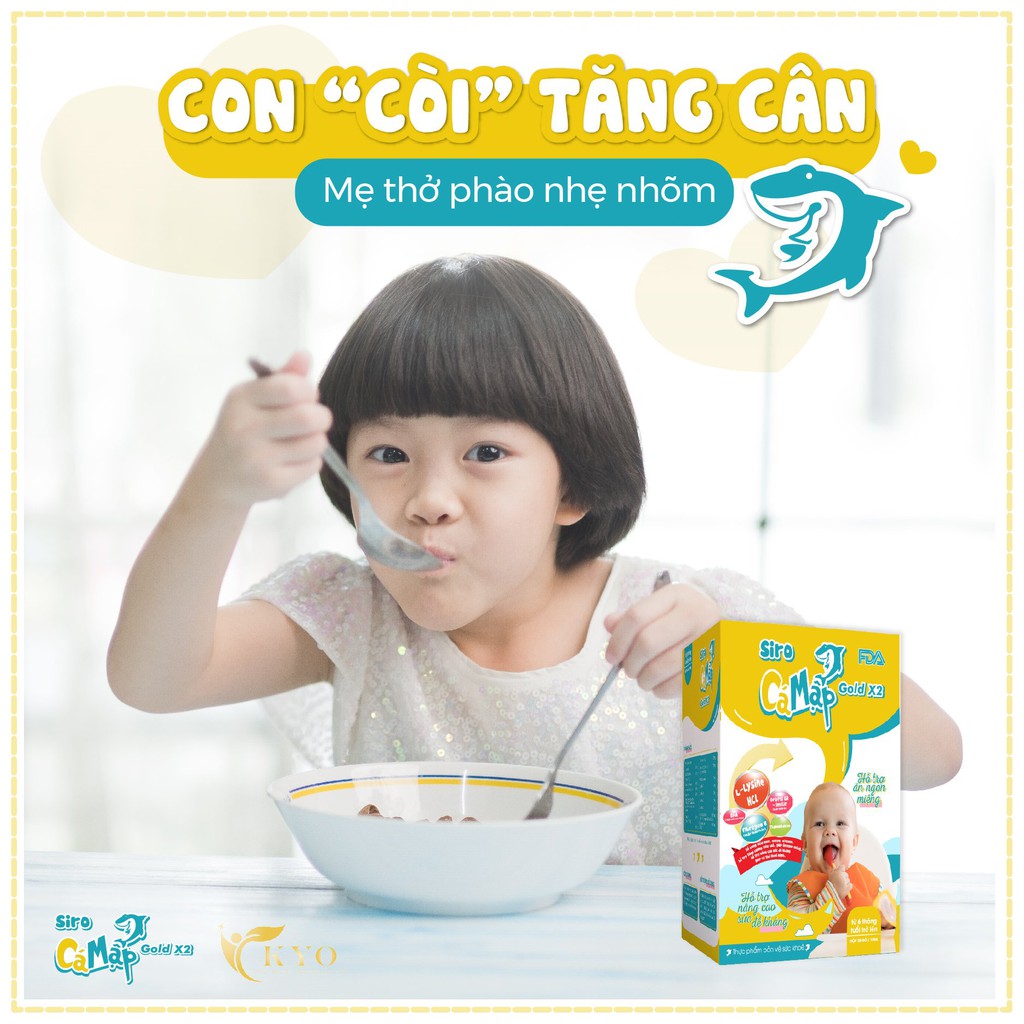 Siro Cá Mập Gold X2 giúp bé mau ăn chóng lớn - 3 Hộp - 90 gói