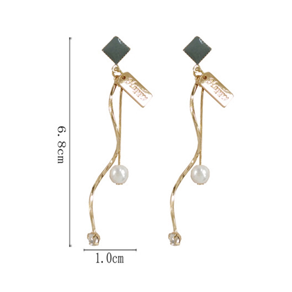 Bông tai dạng xỏ kim loại phối tua rua lượn sóng đính đá kiểu dáng đơn giản thời trang