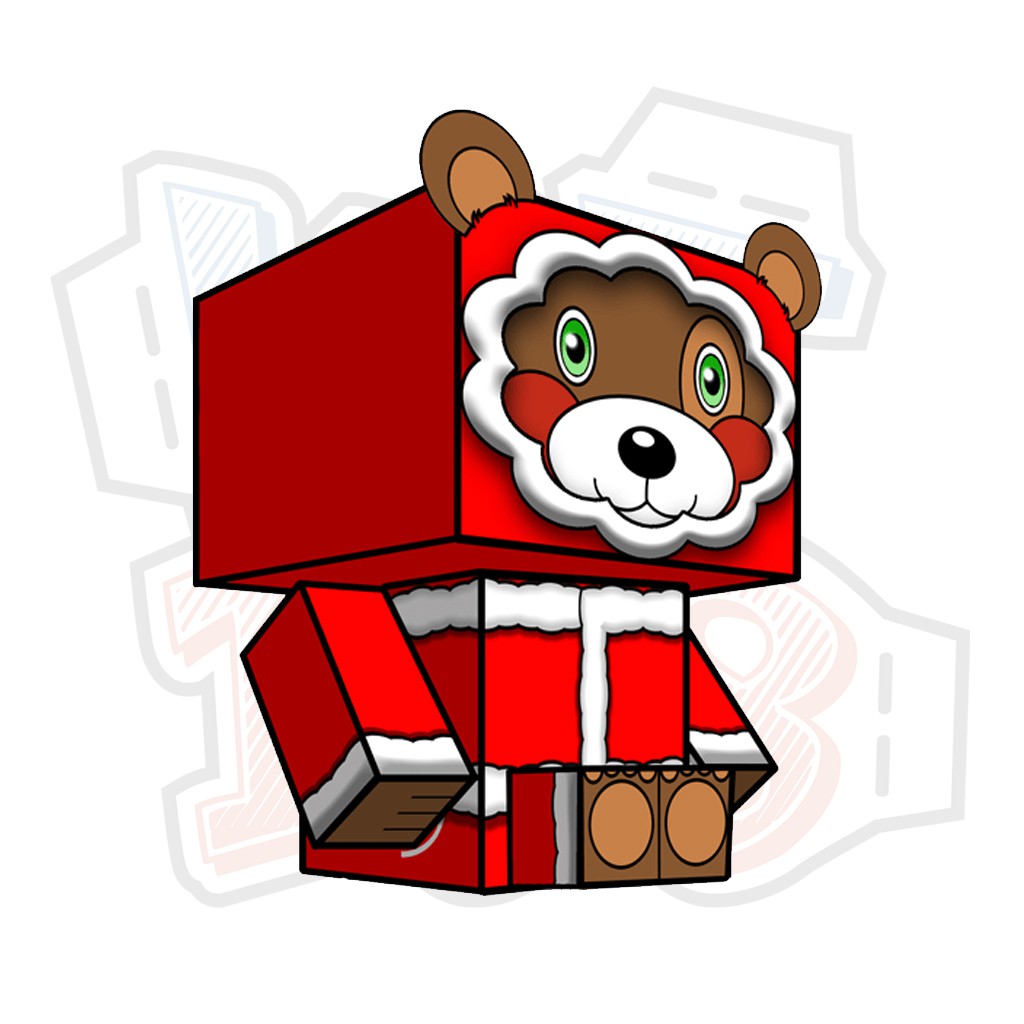 Mô hình giấy Giáng Sinh Noel Christmas Teddy Bear Cubeecraft