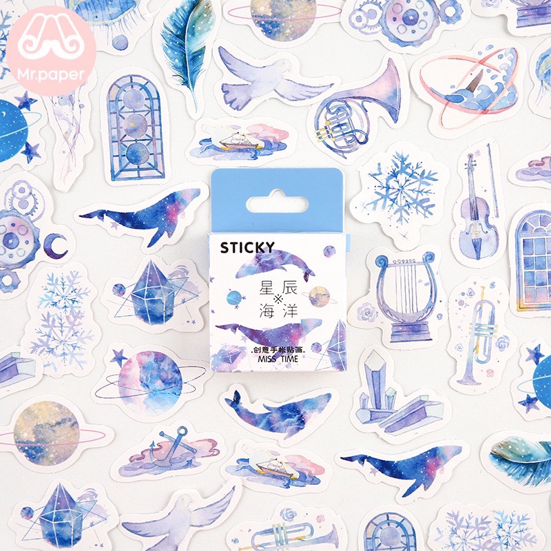 Hộp 46 Sticker cute miếng dán thiết kế dễ thương dùng trang trí độc đáo