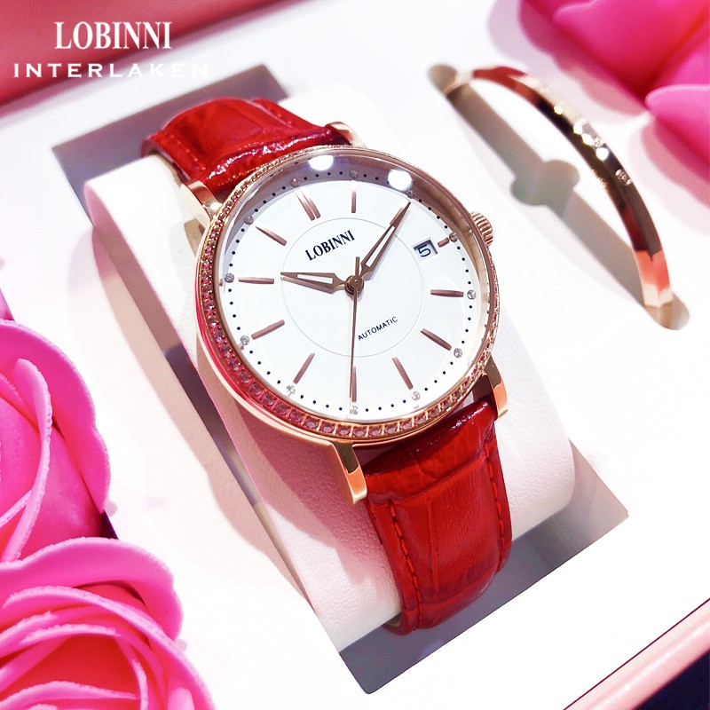 Đồng hồ nữ Lobinni L026-2 chính hãng Thụy Sỹ,Kính sapphire ,chống xước ,Chống nước 50m,Bh 24 tháng,máy cơ (Automatic)