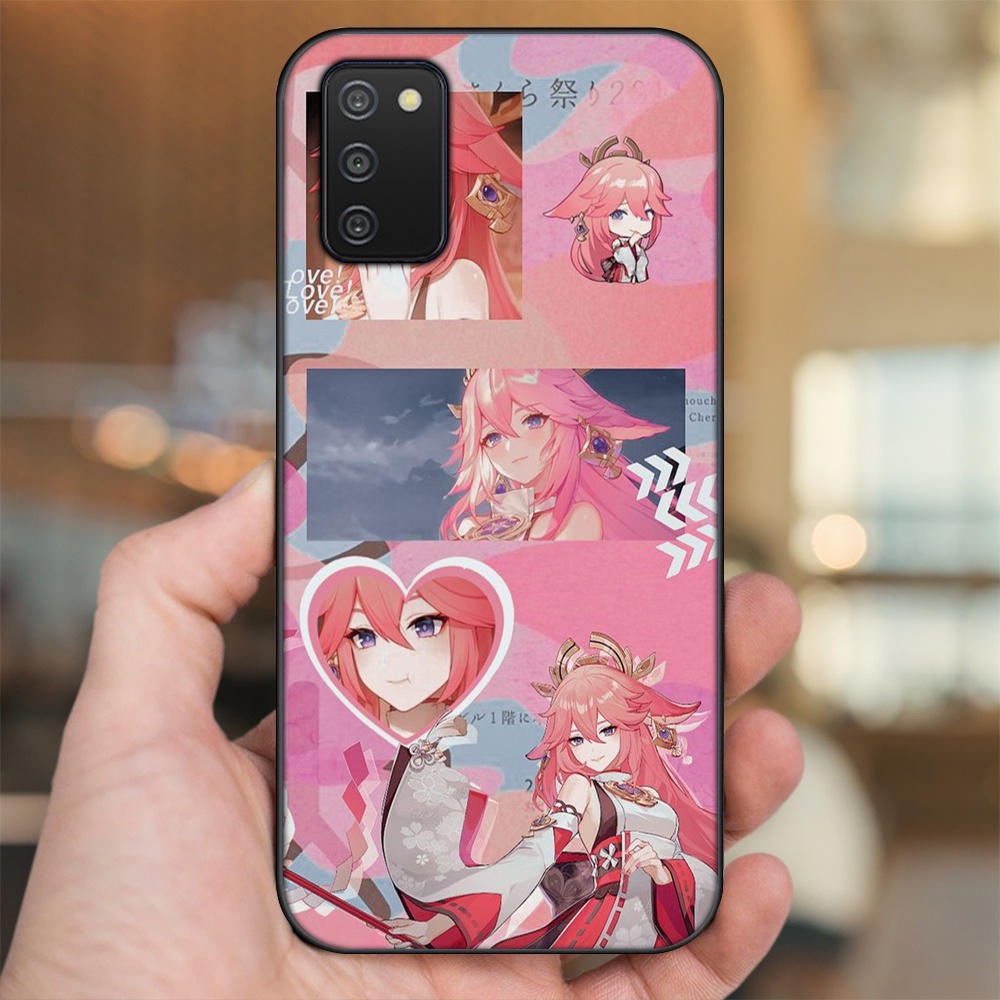 Ốp lưng Samsung A03S viền đen in hình Yae Miko Genshin Impact