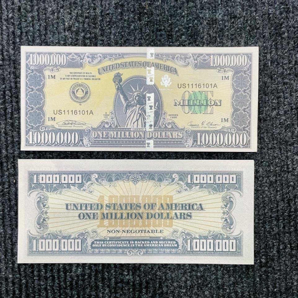 Combo 10 Tờ Triệu Đô Siêu Cấp Mỹ Có Bảo An Chống Giả, 1 Triệu Usd Kỉ Niệm Lưu Niệm