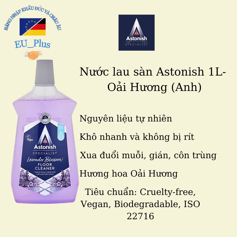 Nước lau sàn Astonish 1000ml - Anh - Tiêu chuẩn Vegan
